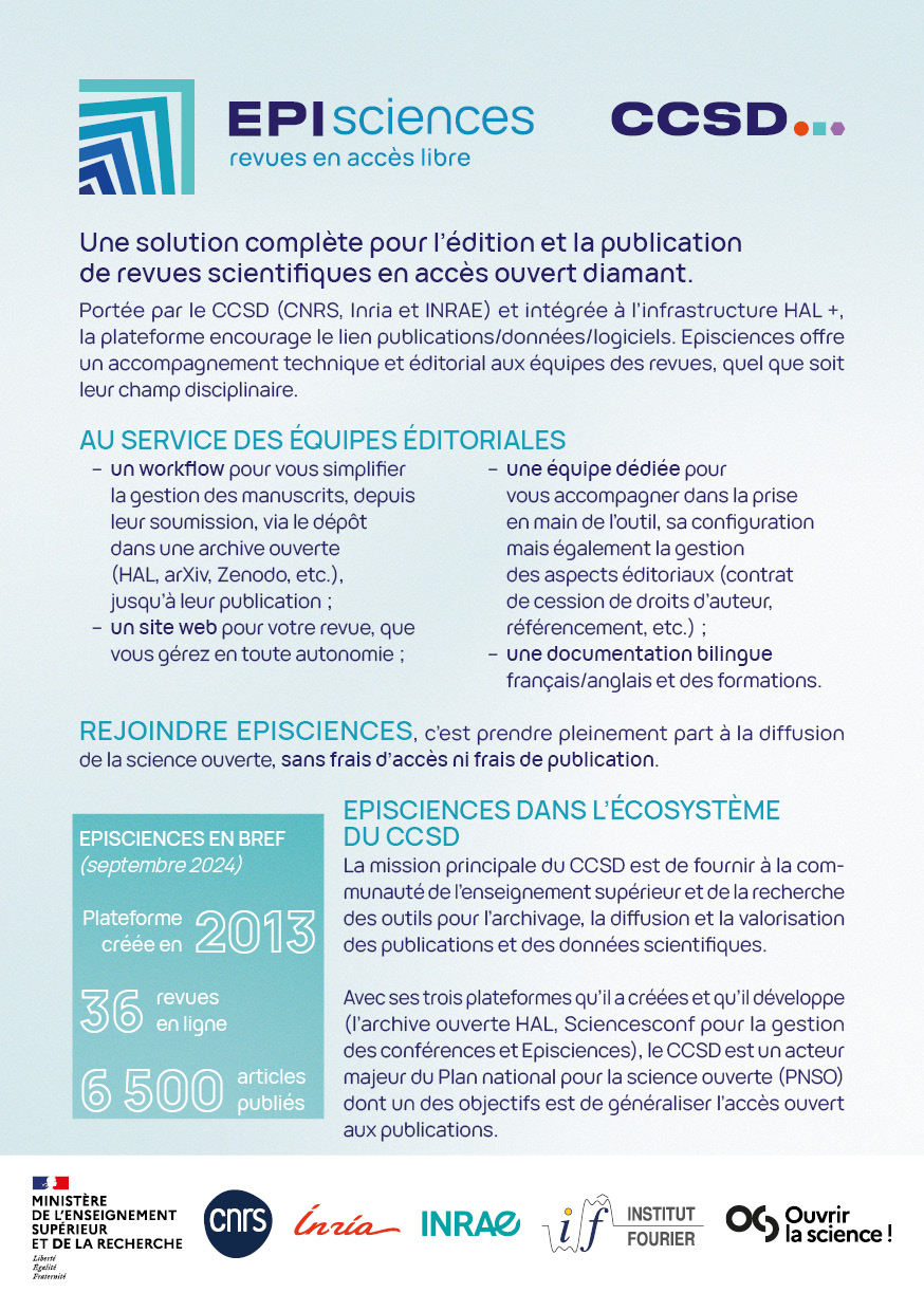 Flyer Episciences Revues Français